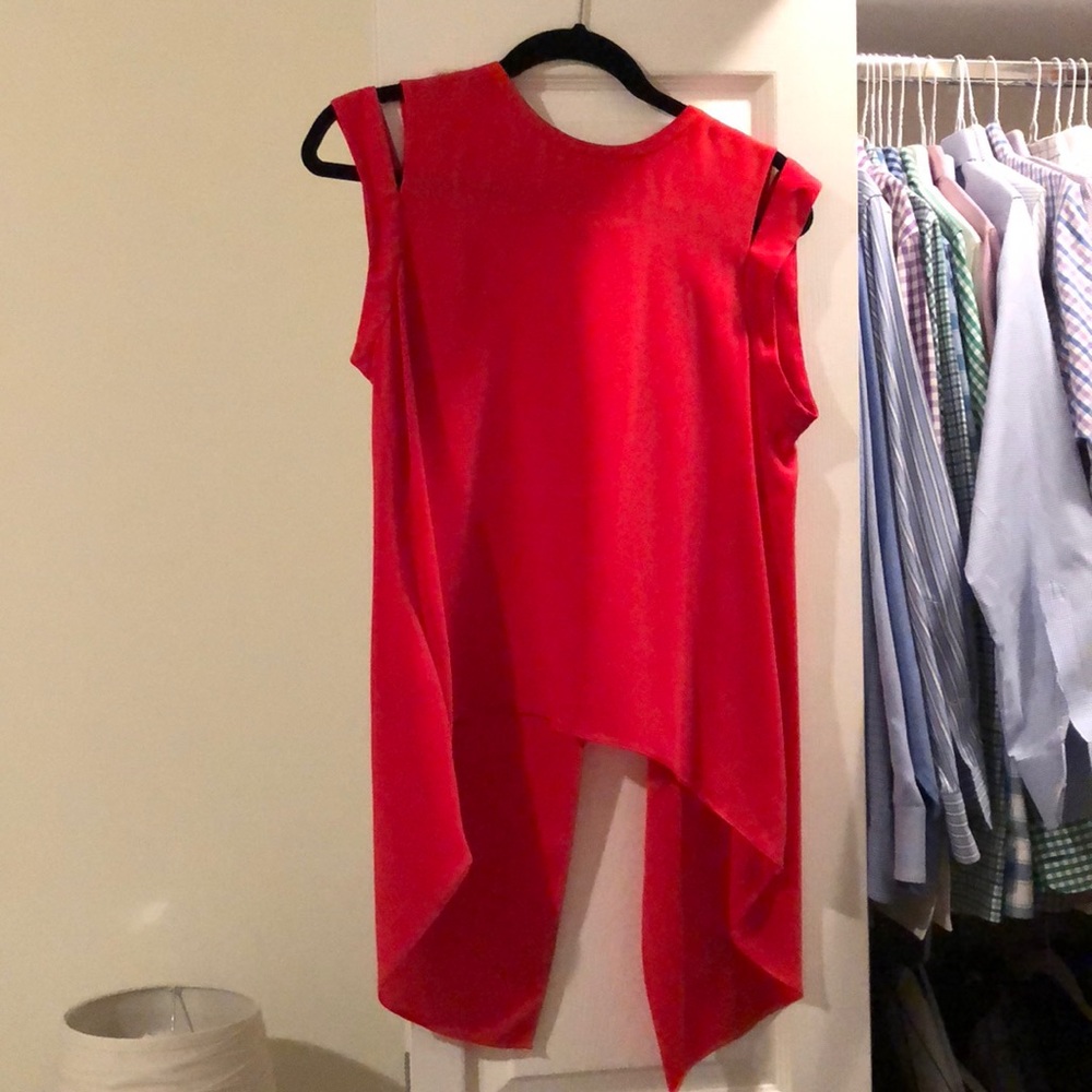 Orange/Red BCBG Cold Shoulder Blouse
